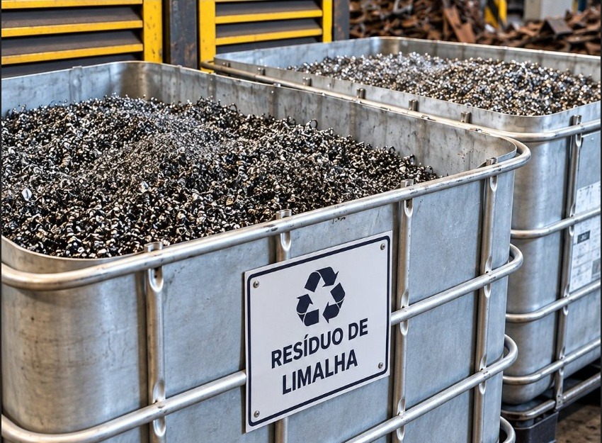 Caçambas de resíduo de limalha para reciclagem